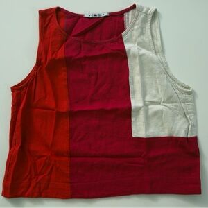 Colorblock Red, Magenta & Cream Sleeveless Tank Top